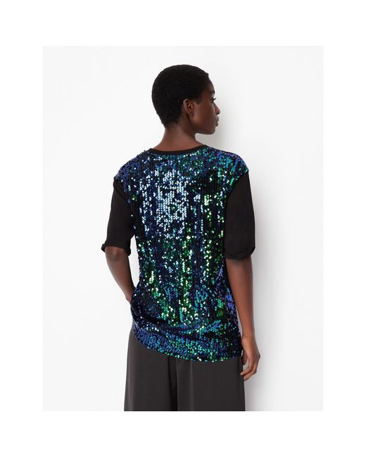 ARMANI EXCHANGE Black Armani Sequin T-Shirt