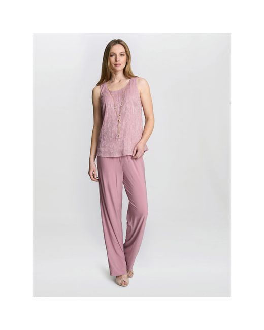 Gina Bacconi Pink Natasha 3 Piece Metallic Trouser Suit