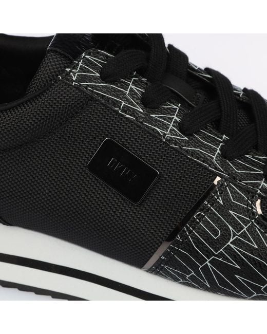 DKNY Black Davie Lace Up Wedge Trainers