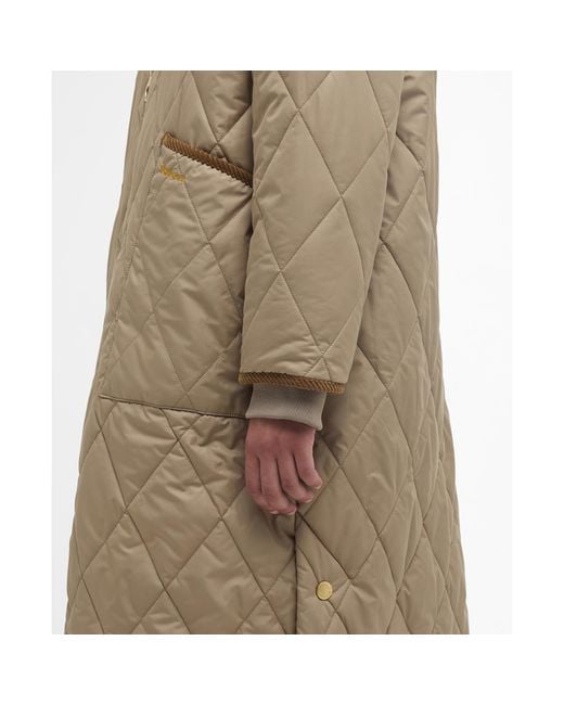 Barbour Natural Rhea Diamond Quilted Longline Jacket