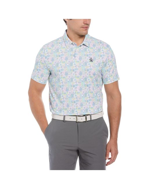 Original Penguin Blue Pg Alovr Novelty Short-Sleeve Performance Polo Shirt for men