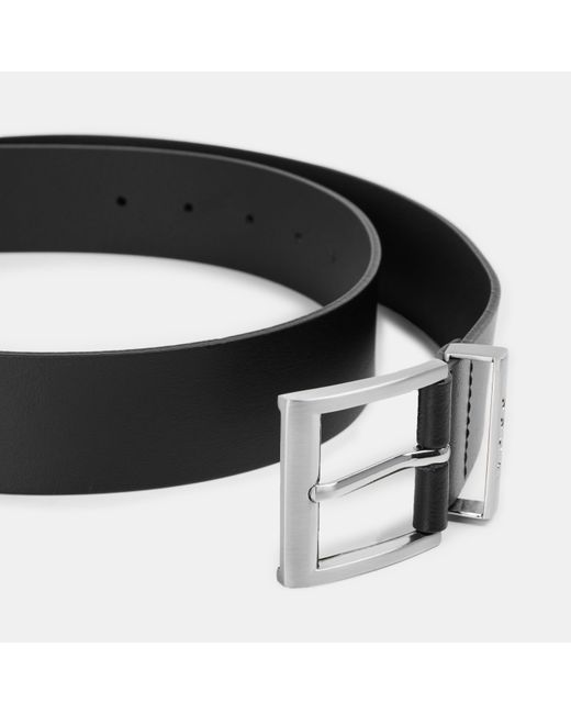 Boss Black Leather Belt With Smooth Buckle (Bud) for men