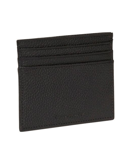 Calvin Klein Black Foil Embossed Logo Leather Card Case for men
