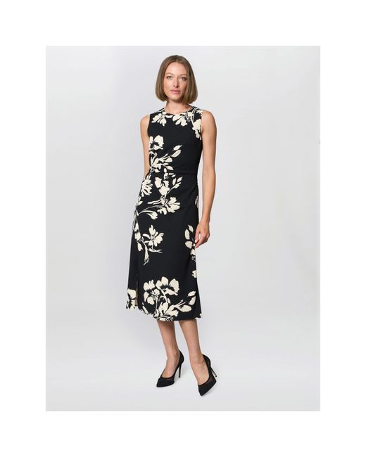 Gina Bacconi Black Joely Placement Floral Print Dress