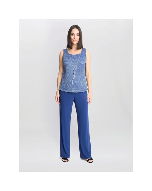 Gina Bacconi Blue Natasha 3 Piece Metallic Trouser Suit