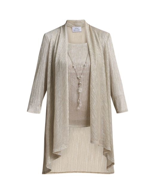 Gina Bacconi Natural Natasha 3 Piece Metallic Trouser Suit