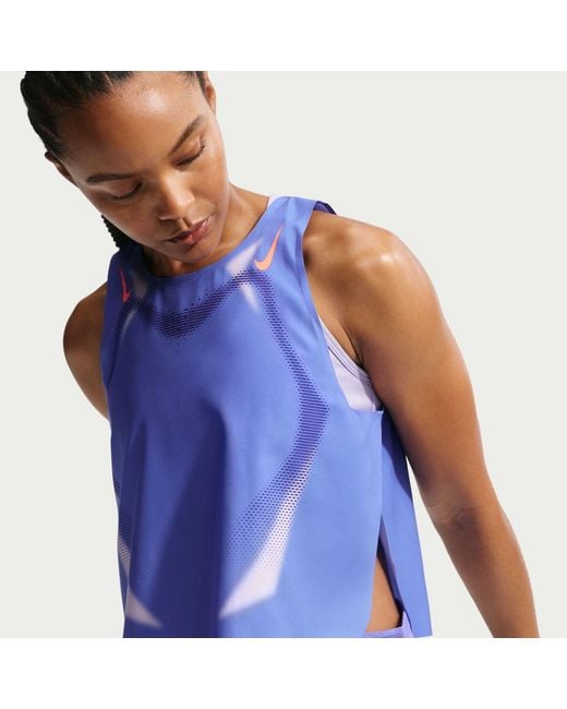 Nike Blue Aeroswift Dri-Fit Adv Cropped Running Tank Top