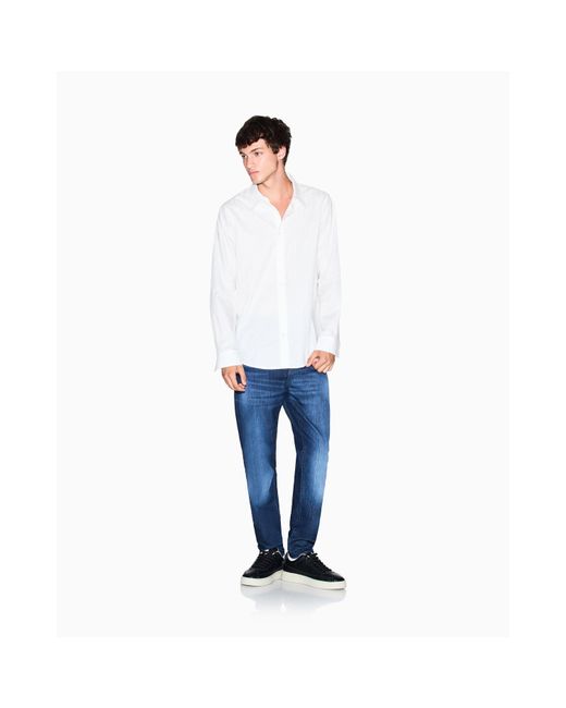 ARMANI EXCHANGE White Long Sleeve Plain Shirt for men