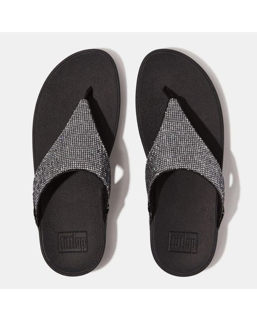 Fitflop Black Fit Flop Lulu Glitterball Toe-Post Sandals