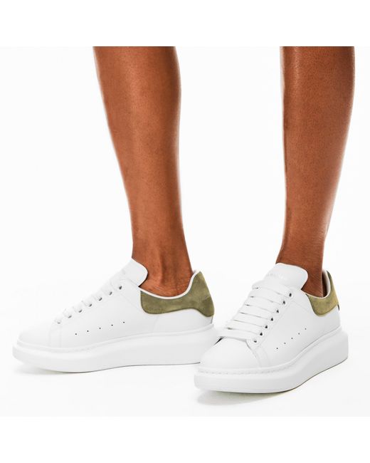 McQueen White Logo Print Leather Oversized Trainers