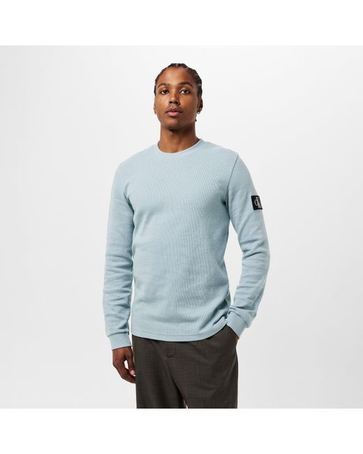Calvin Klein Blue Waffle Long Sleeve Top for men