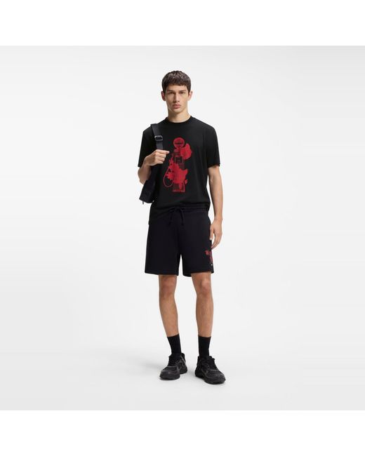 HUGO Black Dikerd Short Sleeve T-Shirt With Artwork Detail for men