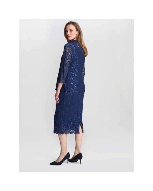 Gina Bacconi Blue Alannah Sequin Lace Shift Dress And Jacket