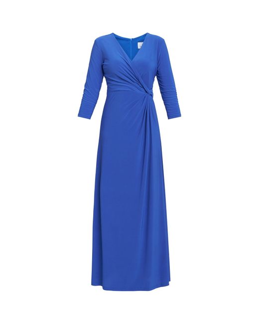 Gina Bacconi Blue Celine Jersey Wrap Maxi Dress