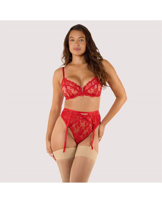 Playful Promises Red Eva Graphic Embroidery Suspender