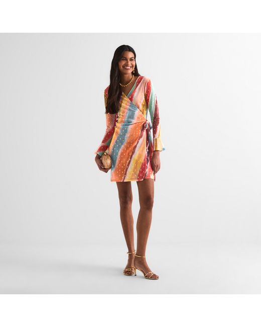 Never Fully Dressed Orange Sunset Vienna Wrap Dress