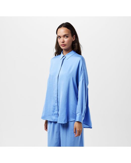 French Connection Blue Damasco Long Sleeve Blouse