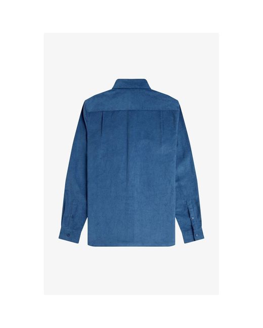Fred Perry Blue Long-Sleeve Corduroy Shirt for men