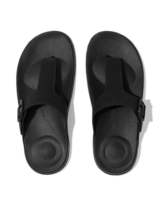 Fitflop Black Iqushion Adjustable Buckle Flip-Flops