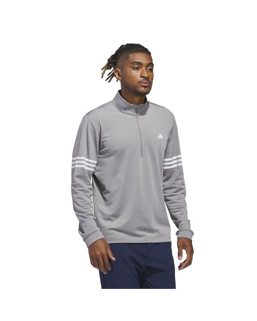 Adidas Gray 3 Stripe Zip Top for men