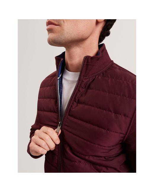 Ted Baker Red Long Sleeve Quilted Hybrid Jacket for men