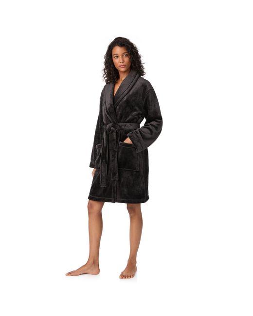DKNY Black Plush Relaxed Fit Dressing Gown