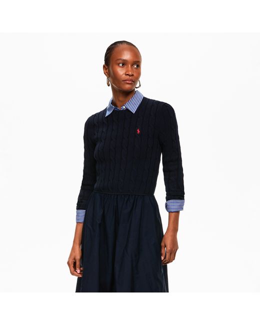 Polo Ralph Lauren Blue Cable-Knit Cotton Dress