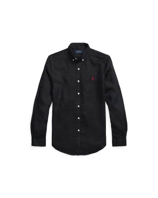 Polo Ralph Lauren Blue Linen Long Sleeve Shirt for men