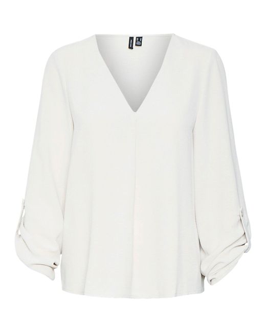 Vero Moda White V-Neck Long Sleeve Blouse
