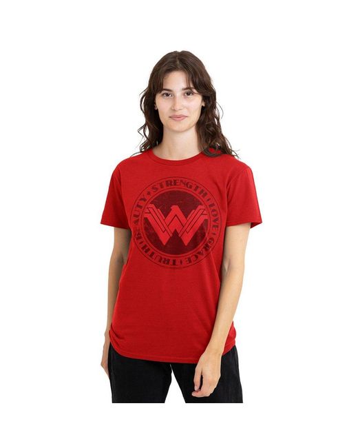Dc Comics Red Beauty Strength Love Logo T-Shirt