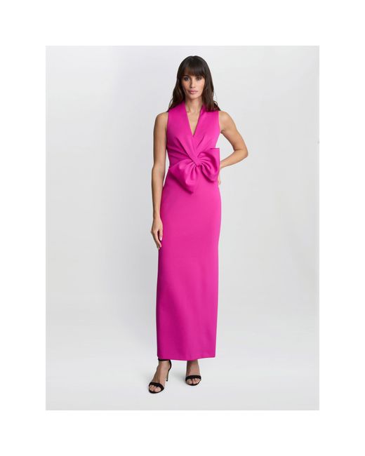 Gina Bacconi Pink Sienna Maxi Dress With Bow Detail