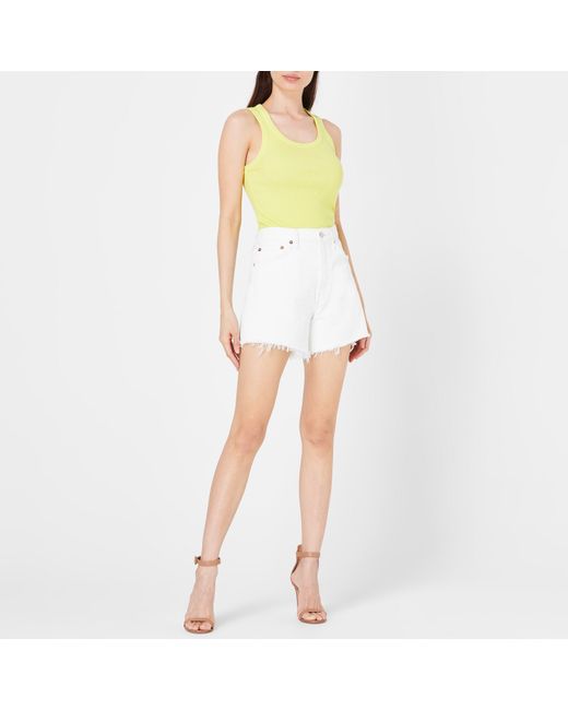 Agolde White Parker Long Shorts