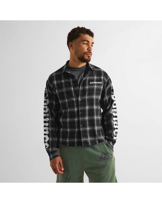 God Made Gray Long Sleeve Patterned Shirt for men