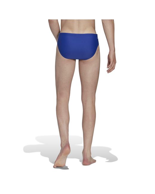 Adidas Blue 3 Stripe Swim Briefs for men
