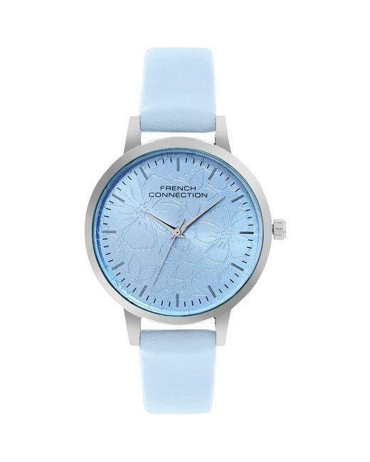 French Connection Blue Case Round Shape Strap Quartz Watch