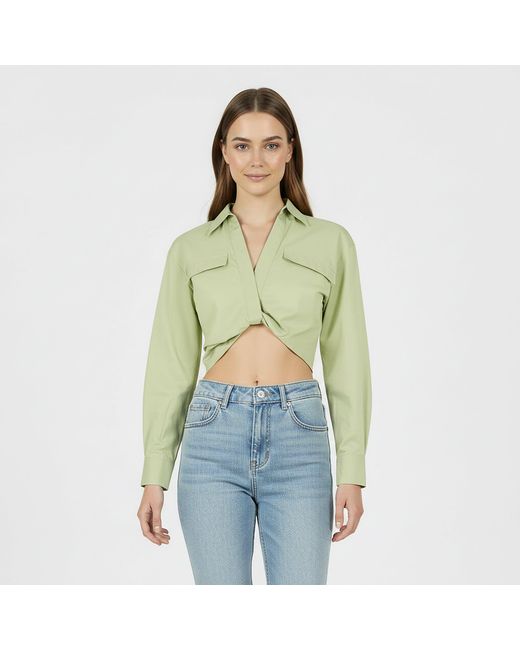 Jack Wills Green Draped Cropped Blouse