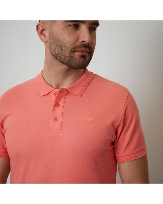 Threadbare Red Cotton Pique Short Sleeve Polo Shirt for men