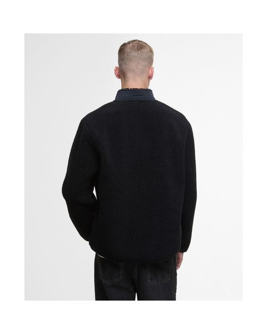 Barbour Black Adams Oversized Funnel Neck Long Sleeve Teddy Coat for men