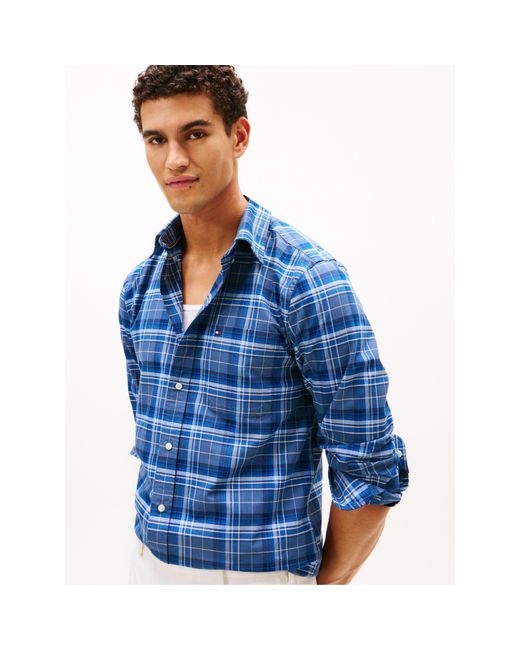 Tommy Hilfiger Blue Check Oxford Long Sleeve Patterned Shirt for men