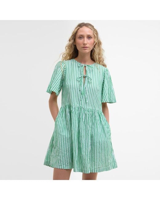 Barbour Green Daison Structured Mini Dress