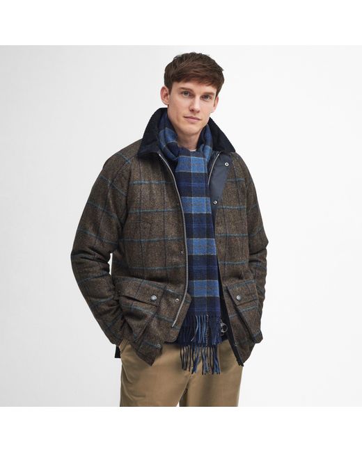 Barbour Blue Tartan Lambswool Scarf