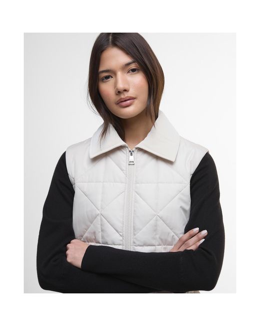 Barbour White Reno Quilted Faux-Velvet Collar Gilet