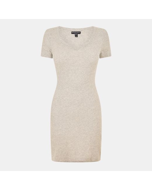 Brave Soul Natural T-Shirt Mini Dress With Notch Neck