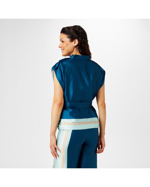 Biba Blue Border Print Top