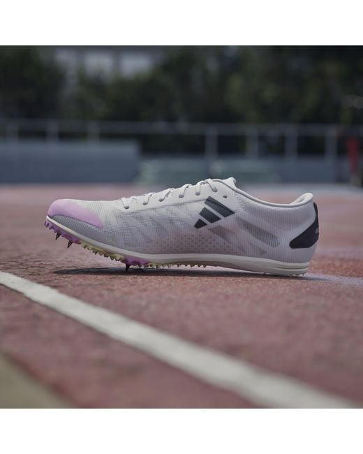 Adidas White Adizero Running Spikes for men