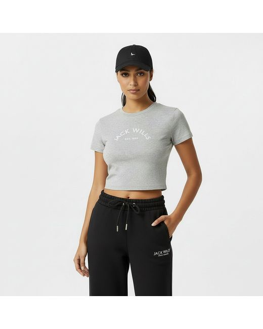 Jack Wills Gray Cropped Baby Tee Ladies