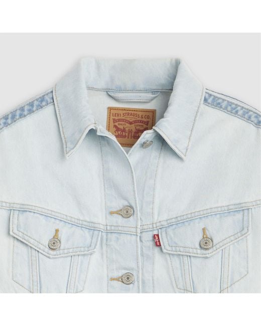 Levi's Blue Shrunken 90S Stripe Trucker Denim Jacket
