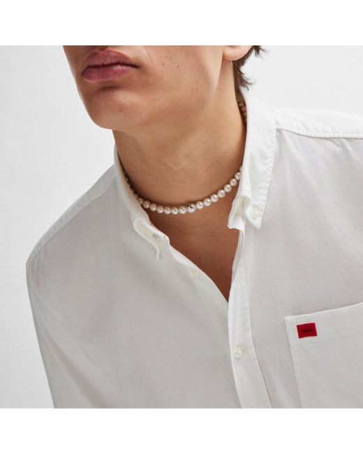 HUGO White Evito Long Sleeve Shirt for men