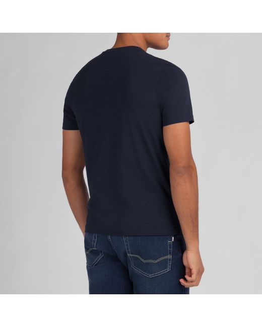 Eden Park Blue Dark T-Shirt With Lettering for men