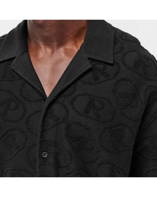 Represent Black All Over Towel Fabric Short Sleeve Shirt for men